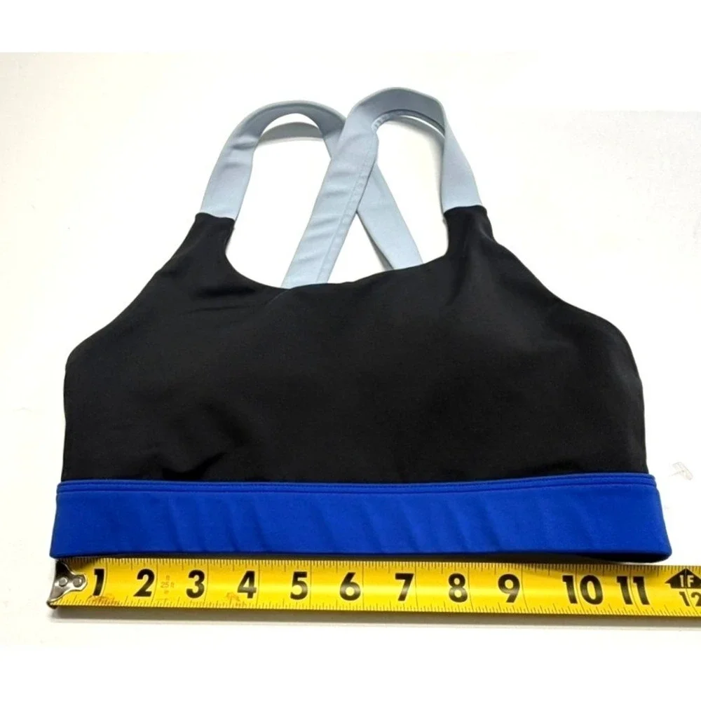 Wilo‎ Sports Bra Small Black Blue Strappy Back Athletic Activewear
